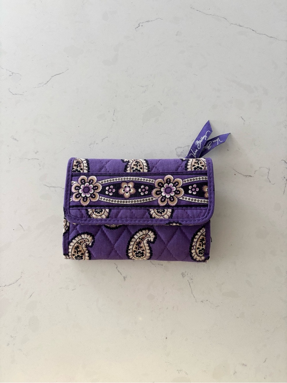Vera Bradley Quilted Trifold Wallet in Simply Violet - Retired Pattern